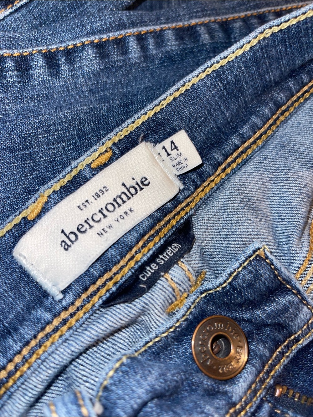 Abercrombie & Fitch Cute Stretch Girls Medium Blue Denim Jeans 14 slim